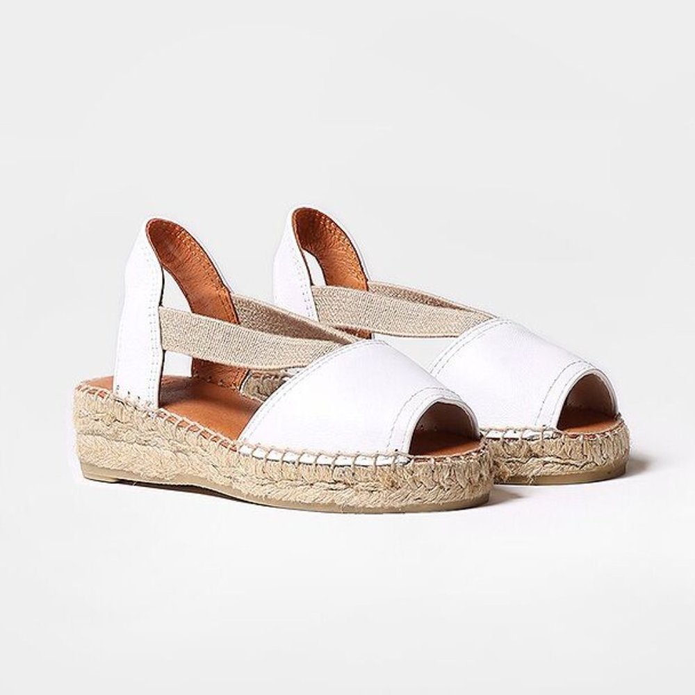 Toni Pons Girls Espardilla sandals with straps in White Leather - ELI-P 13